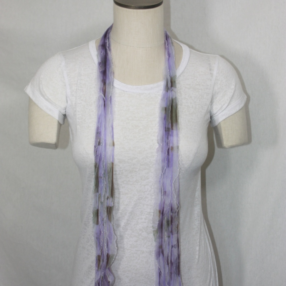 Purple Solid & Patterned Scarf Accessory - Picture 6 of 8